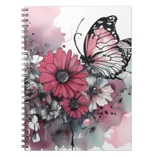 Boho-Blumen-Tuschemalerei Notizblock