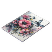 Boho-Blumen-Tuschemalerei Notizblock (Linke Seite)