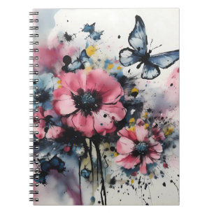 Boho-Blumen-Tuschemalerei Notizblock