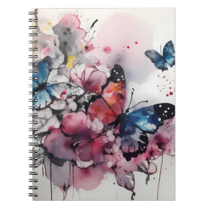 Boho-Blumen-Tuschemalerei Notizblock