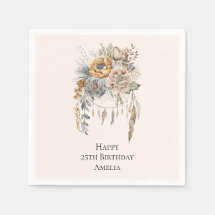 Boho Blumen und Traumfänger - Geburtstag Serviette