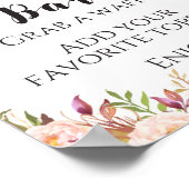 Boho-Blumen-Waffelbar-Schild Poster (Ecke)