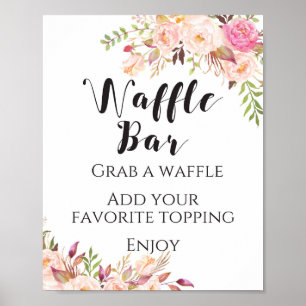 Boho-Blumen-Waffelbar-Schild Poster