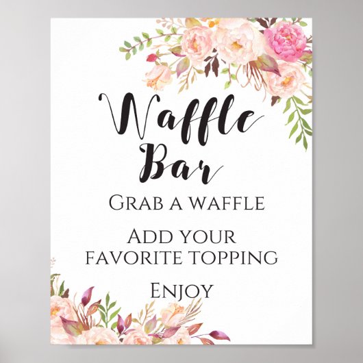 Boho-Blumen-Waffelbar-Schild Poster (Vorne)