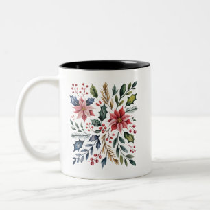 Boho-Blumen-Weihnachts-Winter-Feiertag Cute Urlaub Zweifarbige Tasse