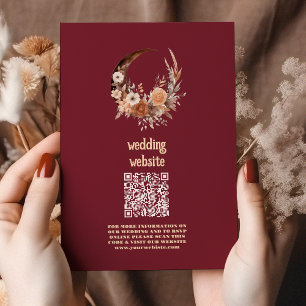 Boho-Blumen-Western-Hochzeit QR CODE Begleitkarte