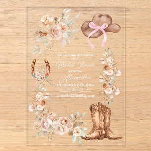 Boho-Blumen-Westliche Brautparty Acryleinladungen