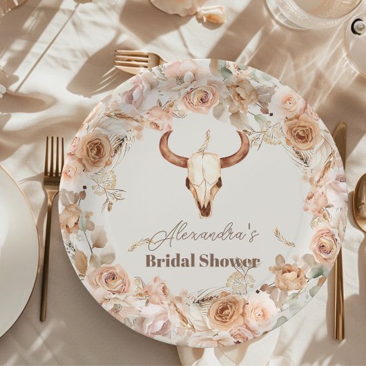 Boho-Blumen-Westliche-Hochzeitsdusche Pappteller