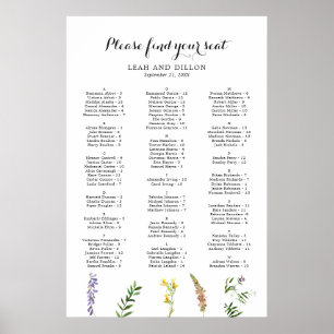 Boho-Blumen-Wildblumen-Hochzeits-Sitzplan Poster