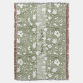 Boho-Blumen-Wildblumen-Sagegrün-Personalisiert Decke (Vorderseite Vertikal)
