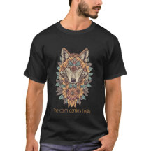 Boho-Blumen-Wolf-Psychedelic-Art-T-Shirt 