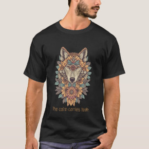 Boho-Blumen-Wolf-Psychedelic-Art-T-Shirt T-Shirt