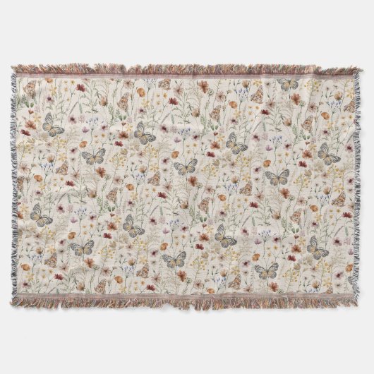 Boho-Blumen-Wurfdecke Decke (Vorderseite)