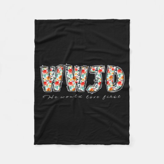 Boho-Blumen-Wwjd Er Würde First Christian Jes Lieb Fleecedecke (Vorderseite)