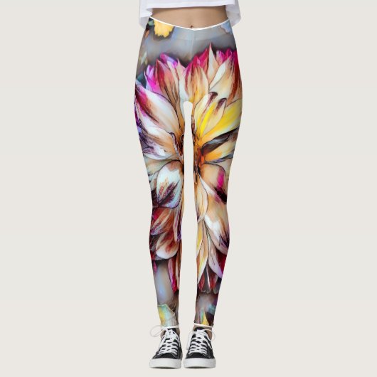 Boho-Blumen-Yogahosen Leggings (Vorderseite)