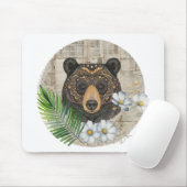 Boho-Blumenbär auf Vintage-Papier Mousepad (Mit Mouse)