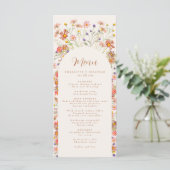 Boho-Blumenbogen-Herbsthochzeit Menükarte (Stehend Vorderseite)