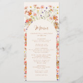 Boho-Blumenbogen-Herbsthochzeit Menükarte (Vorderseite)