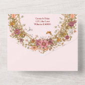 Boho-Blumenbogen romantische Hochzeit Boho All In One Einladung (Rückseite)