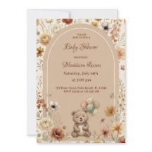 Boho-Blumenbogen-Teddybär geschlechtsneutral creme