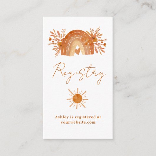 Boho blumenbogenorange Babydusche Begleitkarte (Vorderseite)