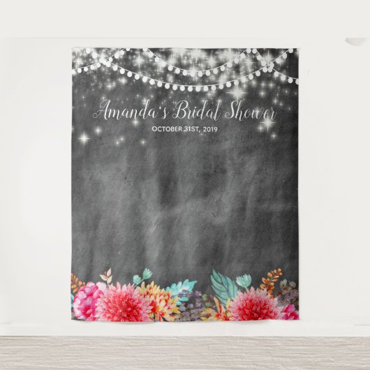 Boho BlumenBrautparty-Foto-Stand-Hintergrund Wandteppich (Vorderseite)