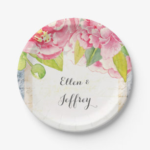 Boho BlumenBrautparty oder Hochzeit mit Pappteller