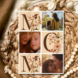 Boho Blumenbriefe Mutter drei Fotos Muttertag Feiertagskarte