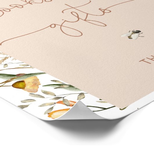 Boho Blumenbücher und Geschenke Kinderdusche Poster (Ecke)