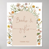 Boho Blumenbücher und Geschenke Kinderdusche Poster (Vorne)