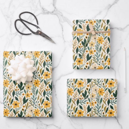 Boho-Blumenfantasie Geschenkpapier Set (Vorderseite)