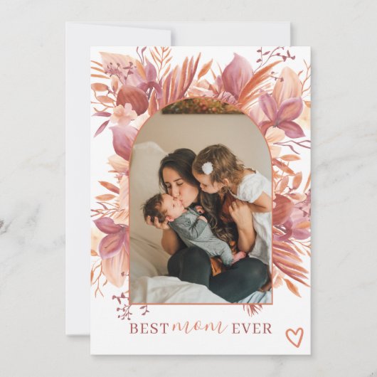 Boho Blumengarnele Beste Mutter aller Zeiten Foto Karte (Vorderseite)