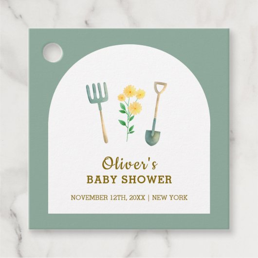 Boho Blumengartendusche Geschenkanhänger (Vorderseite)