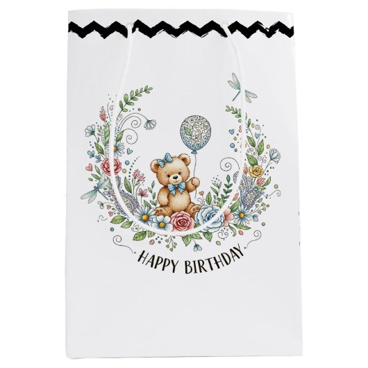 Boho Blumengebären Mittlere Geschenktüte (Vorderseite)