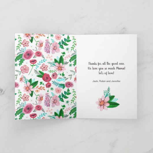 Boho blumengelbe Mütter Tag zeichnend Karte (Innenseite)