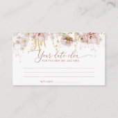 Boho Blumengestein Datum Ideen Nacht. Datum jar Begleitkarte (Vorderseite)