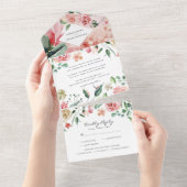 Boho Blumengrün Botanische Hochzeit alles in einer All In One Einladung (Abreißen)
