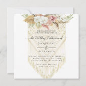 BOHO Blumengrün Pampas Grass Blush Wedding Einladung (Vorderseite)