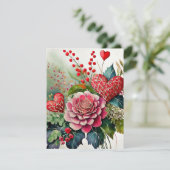 Boho blumenherzen Valentine Feiertagskarte (Stehend Vorderseite)