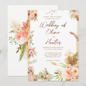 Boho Blumenhochzeit Einladung (Vorne/Hinten)