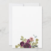 Boho Blumenhochzeit in Burgund und Blush Einladung (Rückseite)