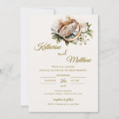 Boho-Blumenhochzeit mit Ringen  Einladung (Vorderseite)