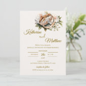 Boho-Blumenhochzeit mit Ringen  Einladung (Stehend Vorderseite)