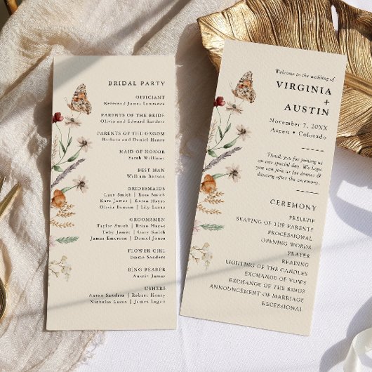 Boho-Blumenhochzeit Programm