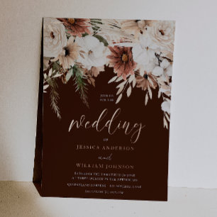 Boho-Blumenhochzeit & Roségoldene Hochzeit Folieneinladung