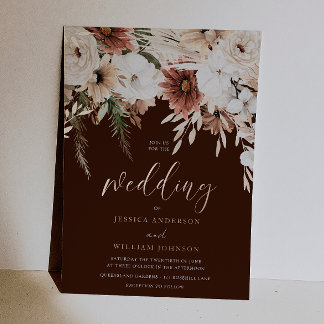 Boho-Blumenhochzeit & Roségoldene Hochzeit Folieneinladung