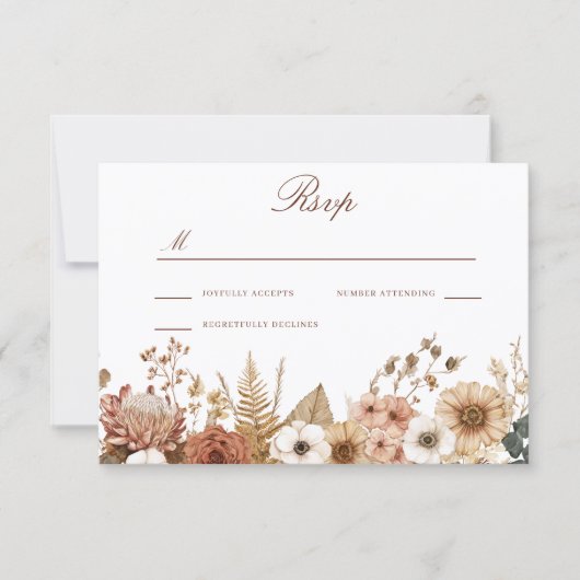 Boho-Blumenhochzeit RSVP Karte (Vorderseite)