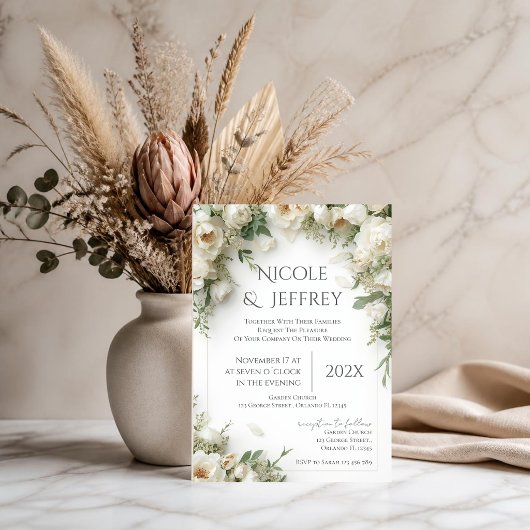 Boho-Blumenhochzeits-Einladung Einladung