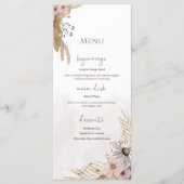 Boho-Blumenhochzeitsmenü Menükarte (Vorderseite)
