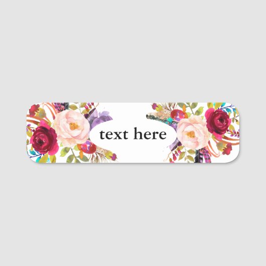 Boho blumenklassische Bezeichnung Namensschild (Vorderseite)